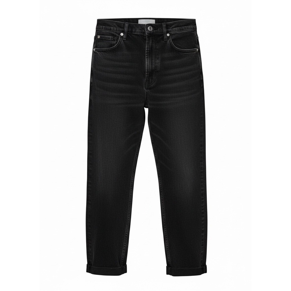 Everlane Way High-Rise Straight Jeans Black Organic Cotton Crop Cuff Denim Sz 28